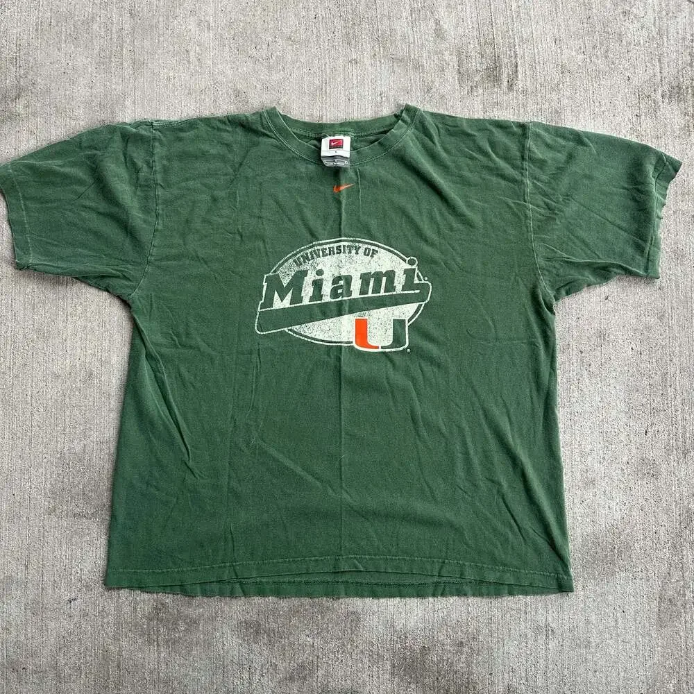 Vintage Nike Team University of Miami Hurricanes Green Graphic T-Shirt Men's Siz